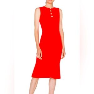 AKRIS PUNTO Cutout Sunset Orange Midi Dress Sz 4